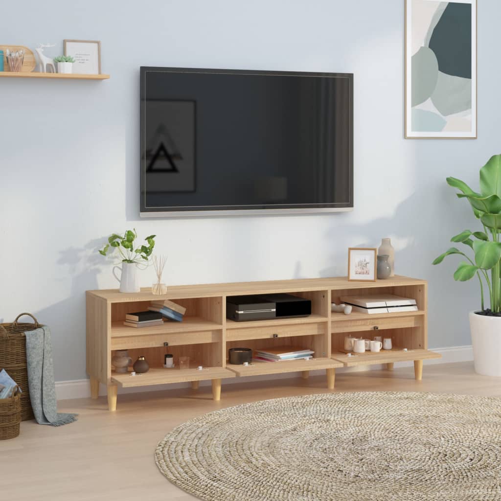 vidaXL Mueble de TV madera contrachapada roble Sonoma 150x30x44,5 cm - Image 3