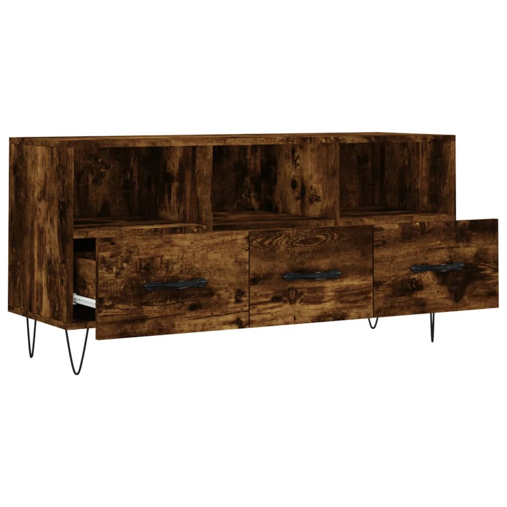 vidaXL Mueble de TV madera de ingeniería roble ahumado 102x36x50 cm - Image 6