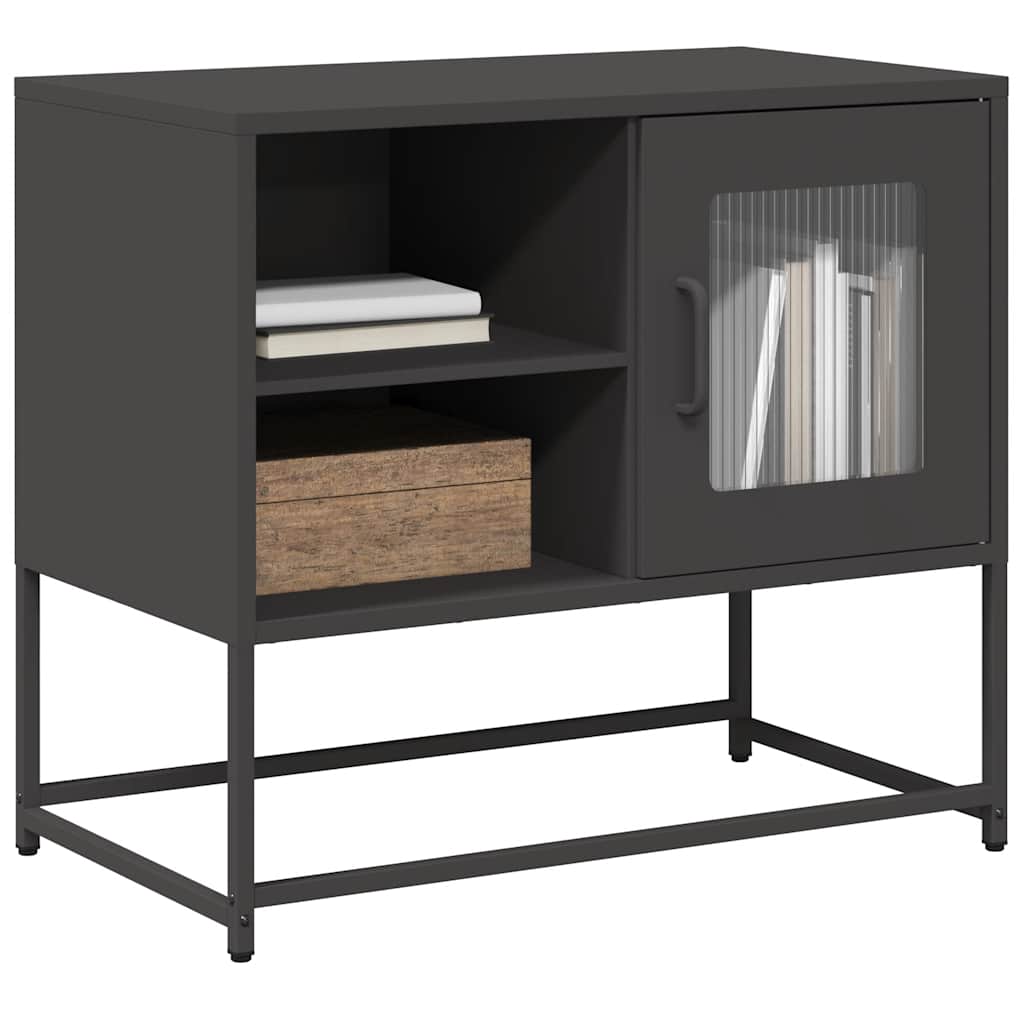 vidaXL Mueble para TV de acero negro 68x39x60,5 cm