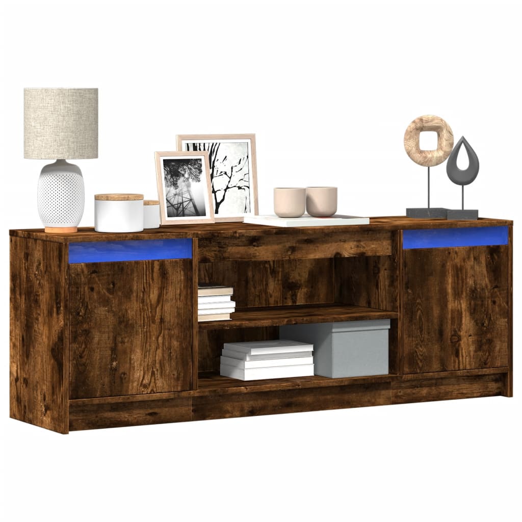 vidaXL Mueble de TV LED madera ingeniería roble ahumado 139,5x34x50 cm