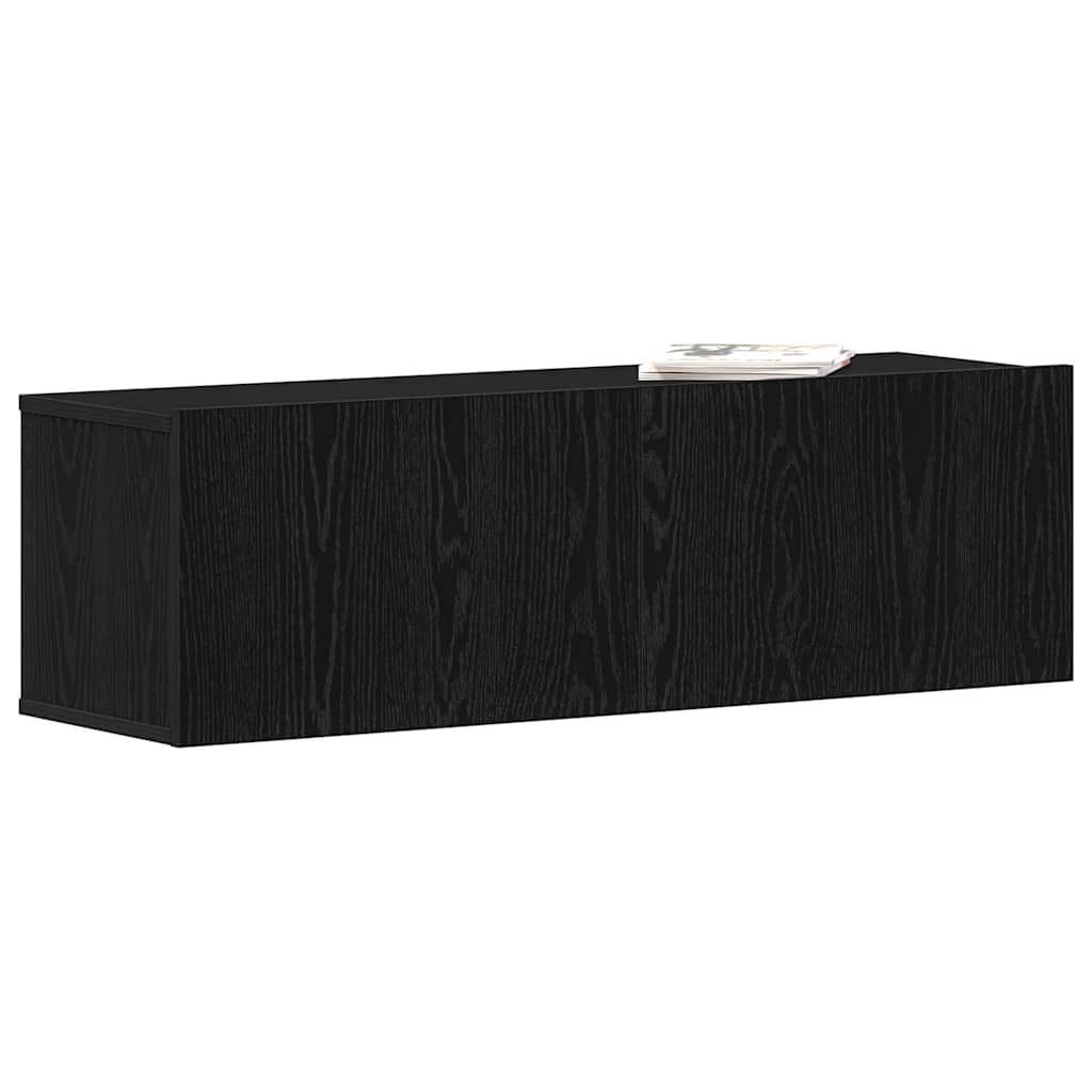 vidaXL Gabinete de TV Montaje en la pared Roble Negro 100 x 30 x 30 cm - Image 3