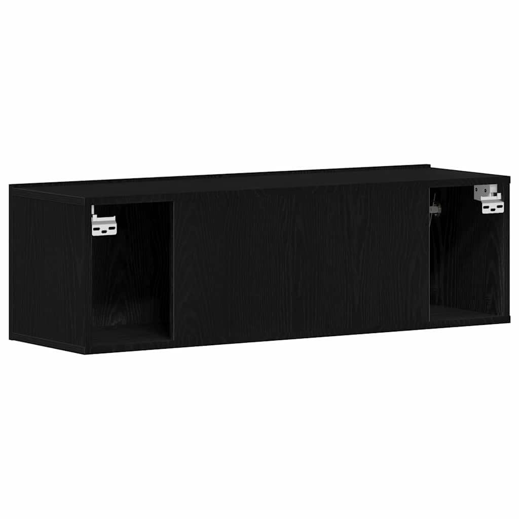 vidaXL Gabinete de TV Montaje en la pared Roble Negro 100 x 30 x 30 cm - Image 6