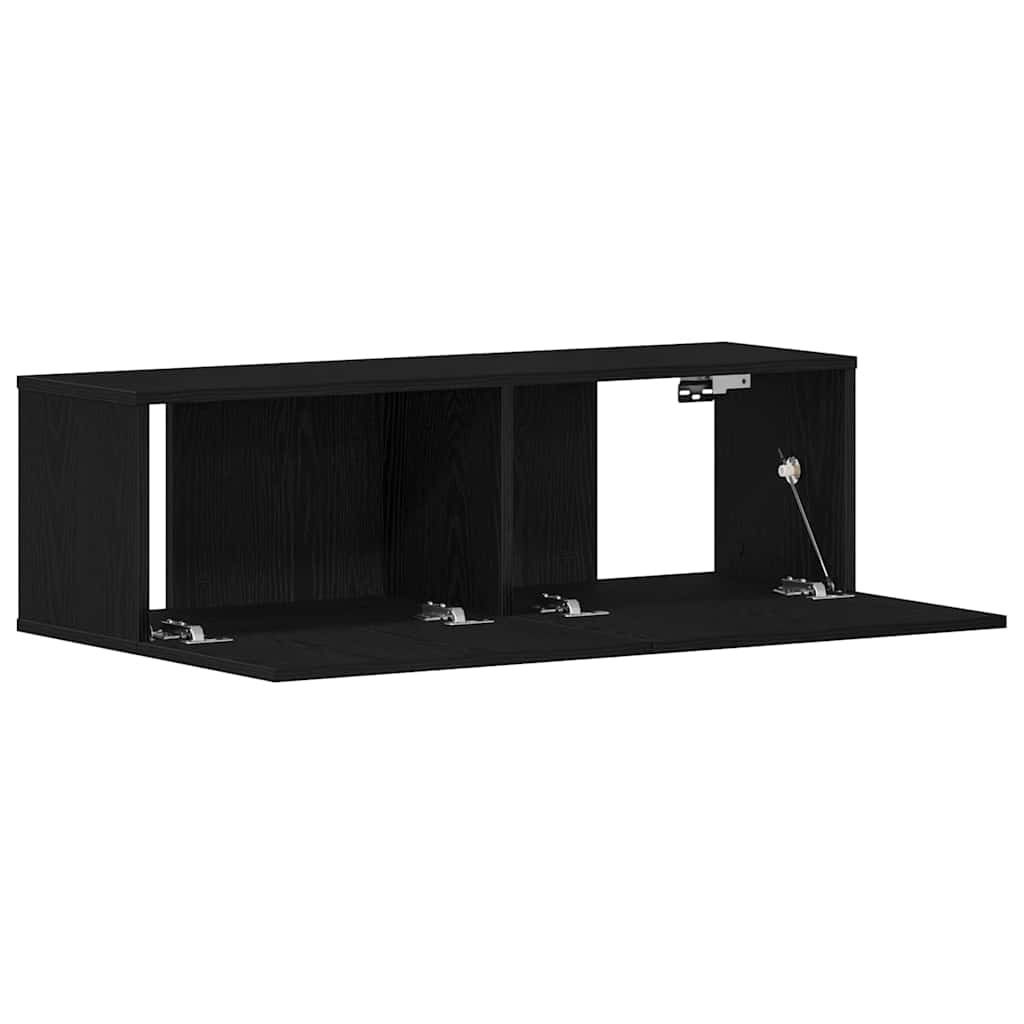 vidaXL Gabinete de TV Montaje en la pared Roble Negro 100 x 30 x 30 cm - Image 5