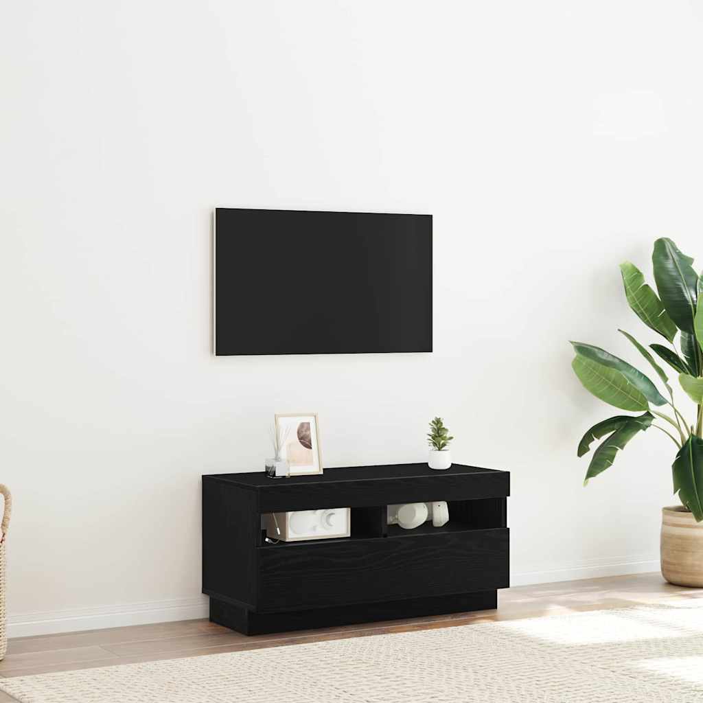 vidaXL Gabinete de TV Roble Negro 80 x 35 x 40 cm Madera contrachapada