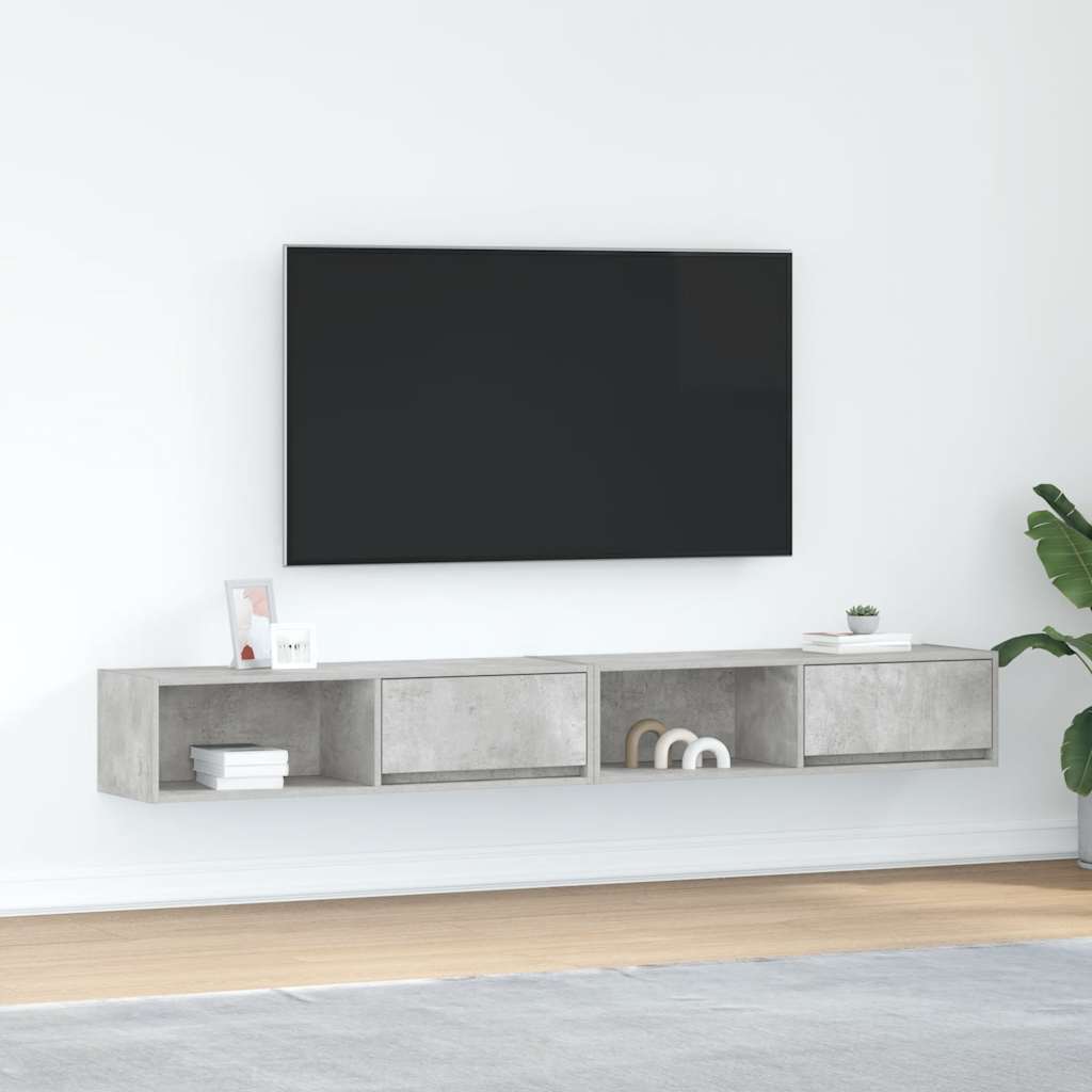 vidaXL Muebles de TV 2 uds gris hormigón 100x31x25,5 cm