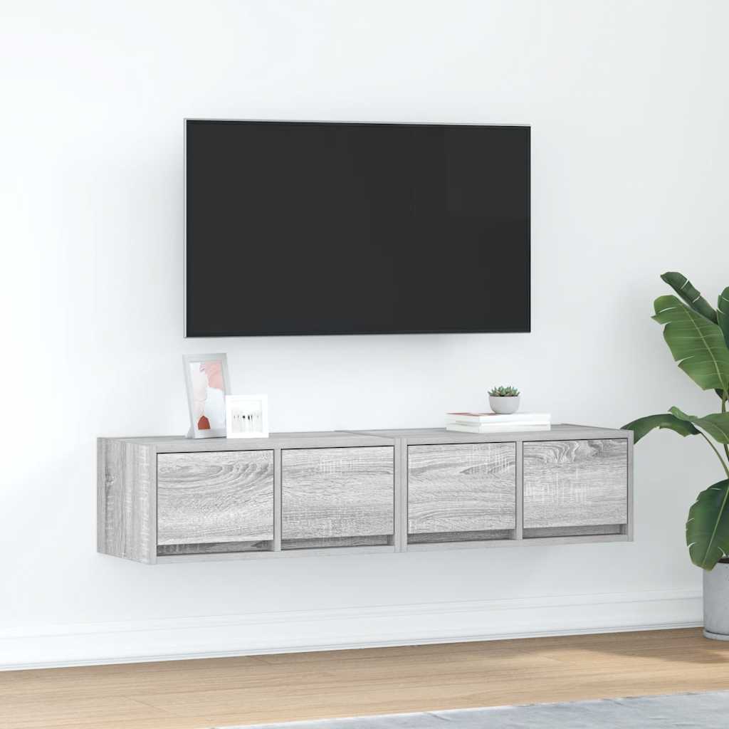 vidaXL Muebles de TV 2 uds madera ingeniería gris Sonoma 60x31x25,5 cm
