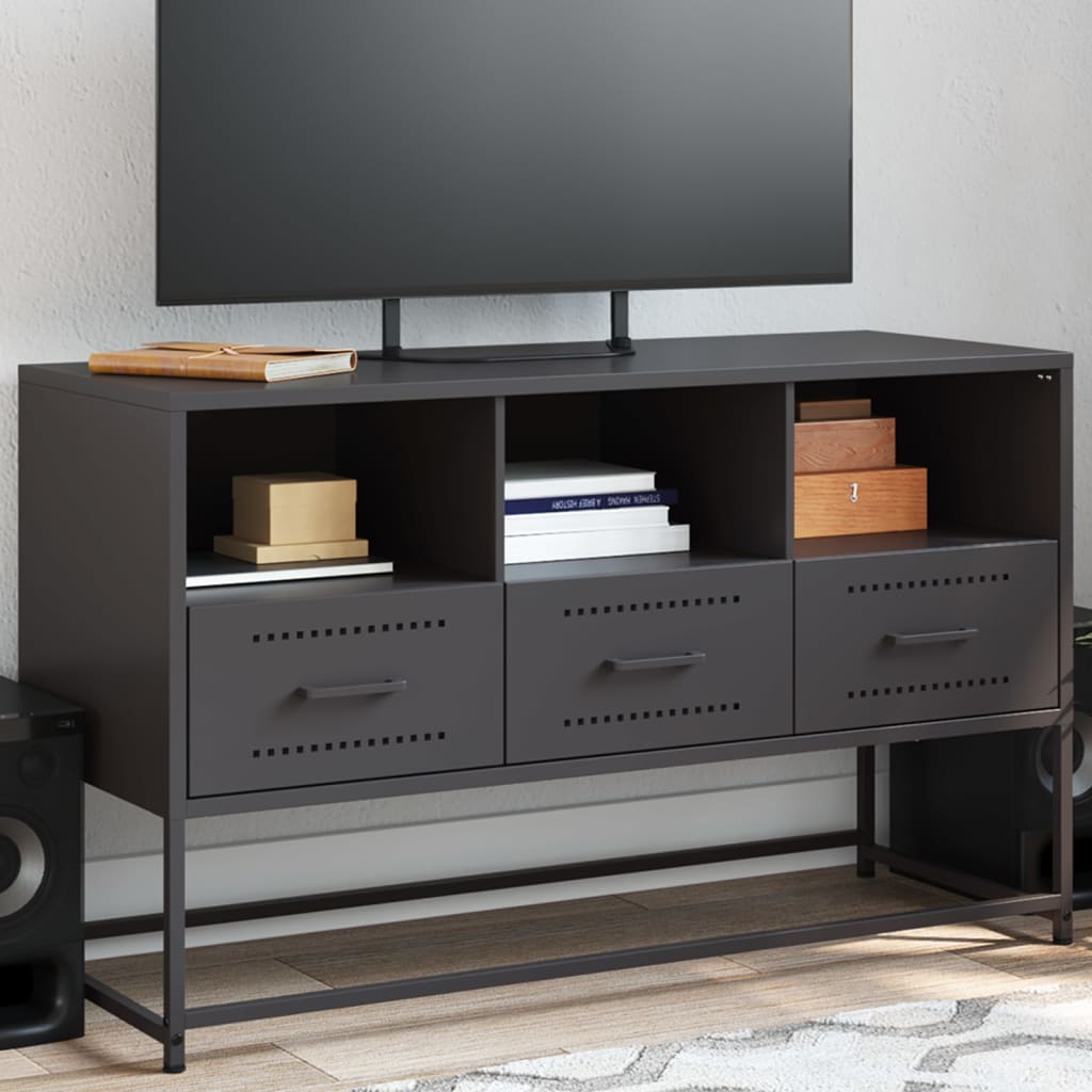 vidaXL Mueble para TV de acero negro 100,5x39x60,5 cm