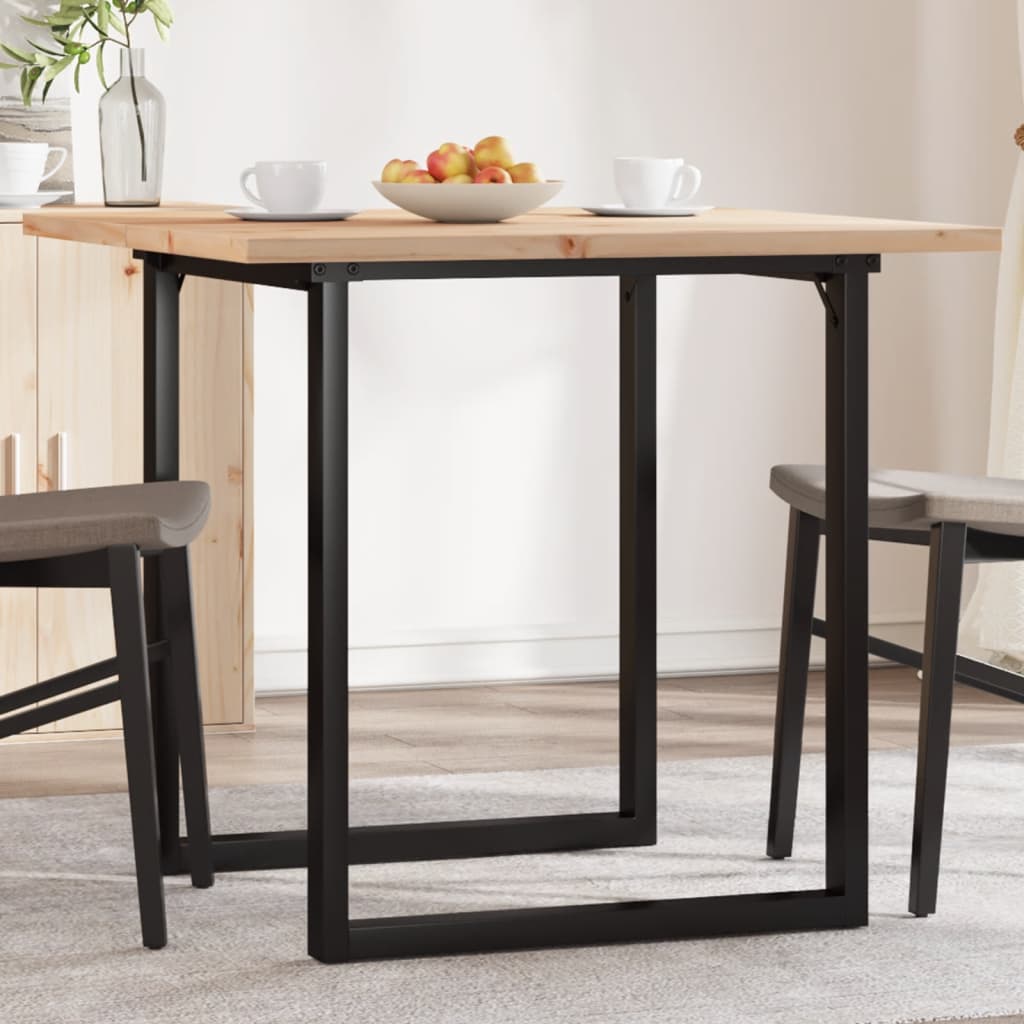 vidaXL Mesa de comedor marco O madera maciza pino y acero 90x90x75,5cm