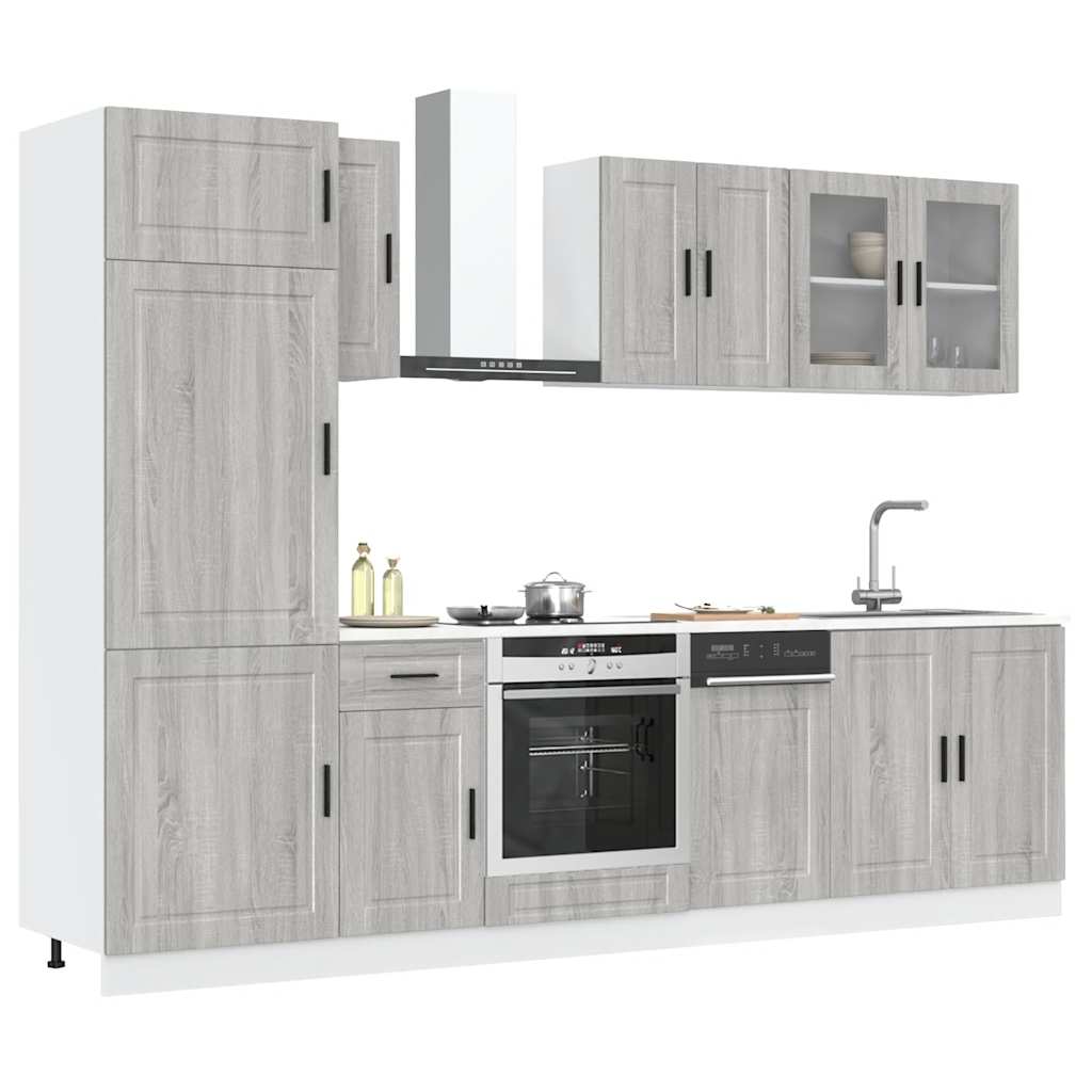 vidaXL Mueble cocina Kalmar sonoma gris 8 pzas madera contrachapada