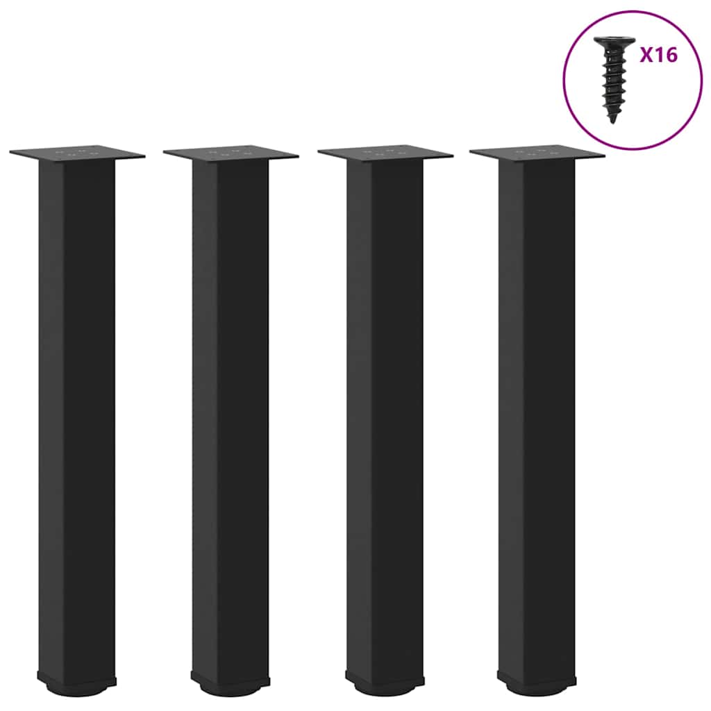 vidaXL Patas para consola (4 unidades), color negro, 72-74 cm, acero