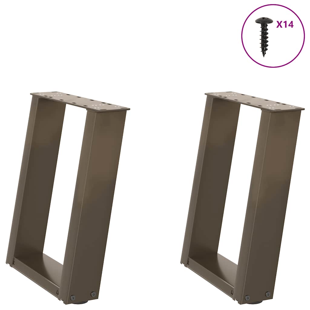 vidaXL Patas para mesa de centro en forma de U (2 unidades, acero natural, 38 x 42-43 cm)