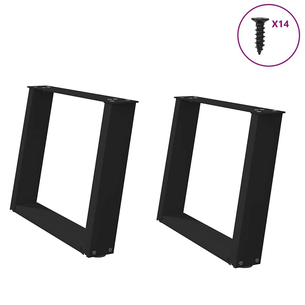vidaXL Patas para mesa de centro en forma de U (2 unidades), color negro, 60 x (42-43) cm, acero