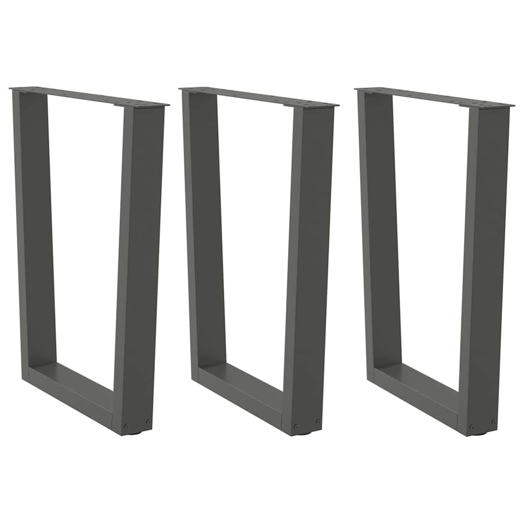 vidaXL Patas para mesa de comedor en forma de V (3 unidades), antracita, 70 x (72-73,3) cm, acero