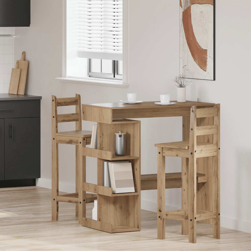 vidaXL Mesa bar con estante almacenaje roble artisan 100x48x101,5 cm