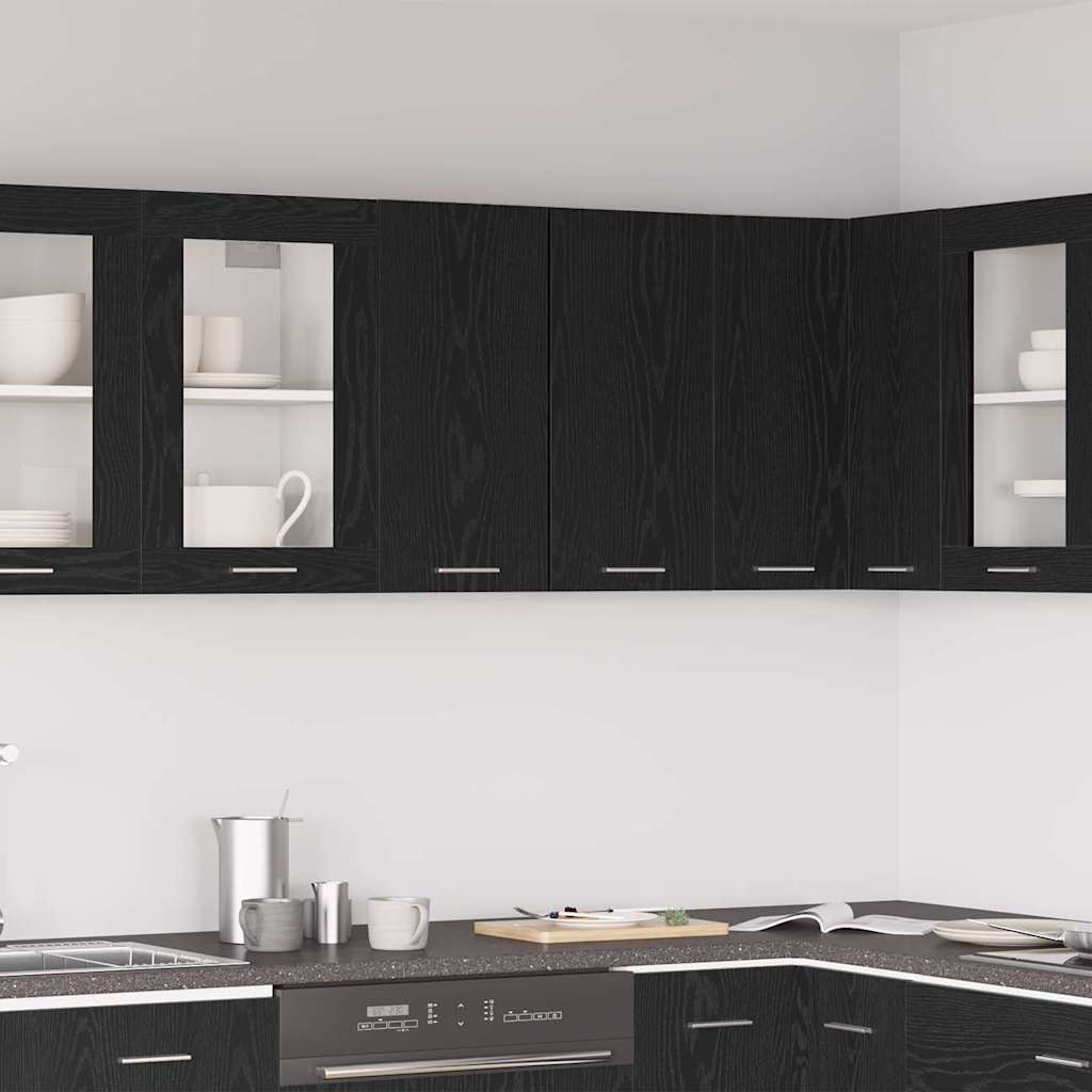 vidaXL Mueble colgante con estante Riga Roble negro 60 x 31 x 60 cm