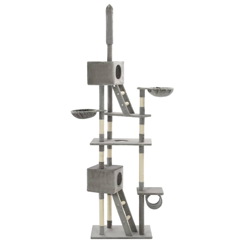 vidaXL Rascador para gatos con poste rascador de sisal 230-260 cm gris - Image 3