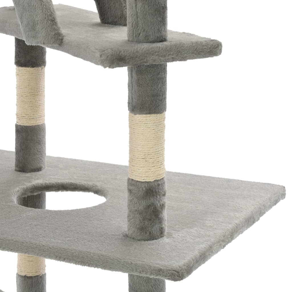 vidaXL Rascador para gatos con poste rascador de sisal 230-260 cm gris - Image 5