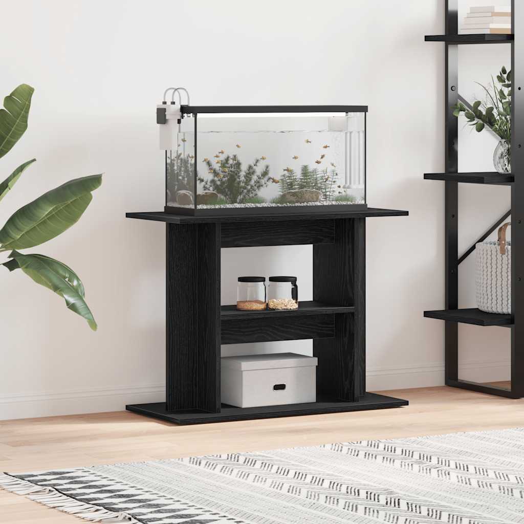 vidaXL Soporte para acuario de madera de roble negro 80x35x60 cm