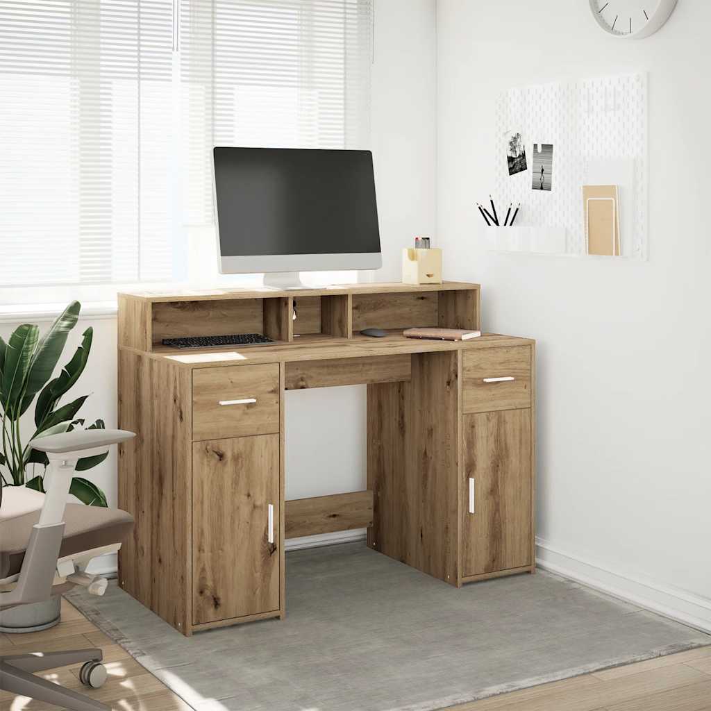 vidaXL Escritorio con LED madera ingeniería roble artisian 120x55x91cm