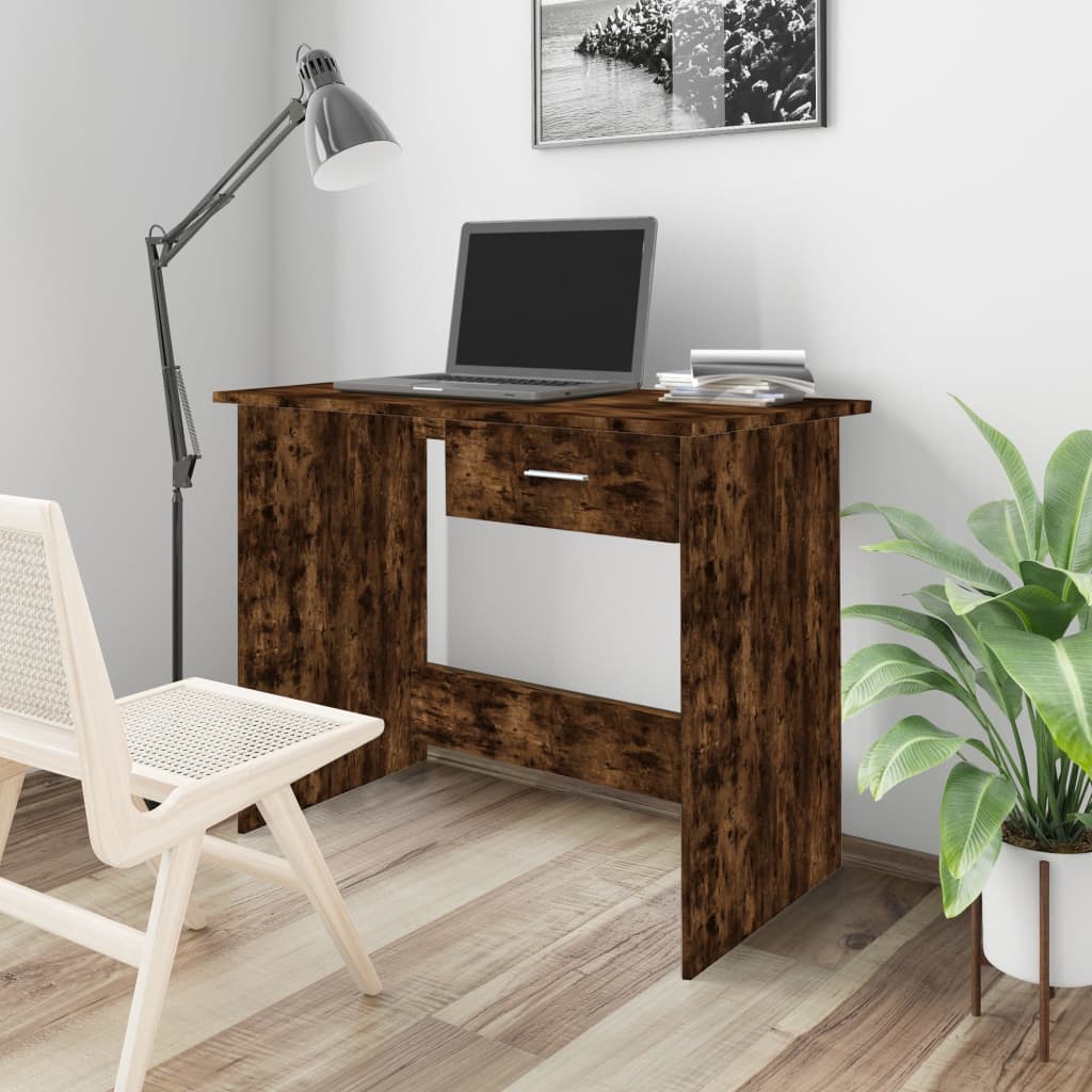 vidaXL Escritorio madera contrachapada roble ahumado 100x50x76 cm