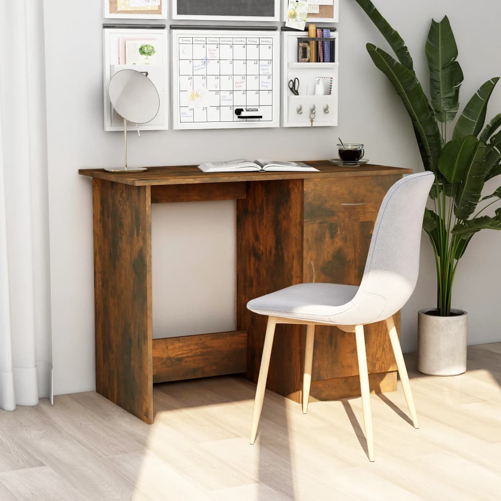 vidaXL Escritorio madera contrachapada roble ahumado 100x50x76 cm