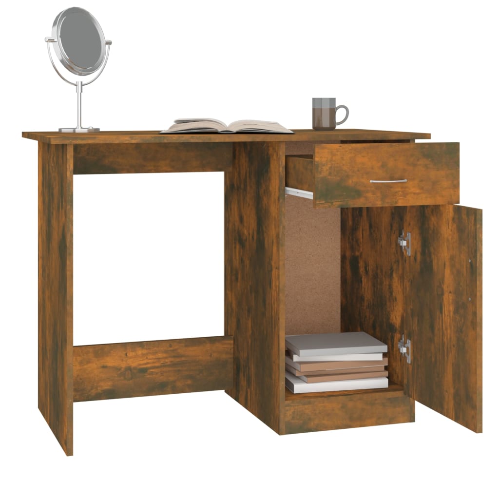 vidaXL Escritorio madera contrachapada roble ahumado 100x50x76 cm - Image 5