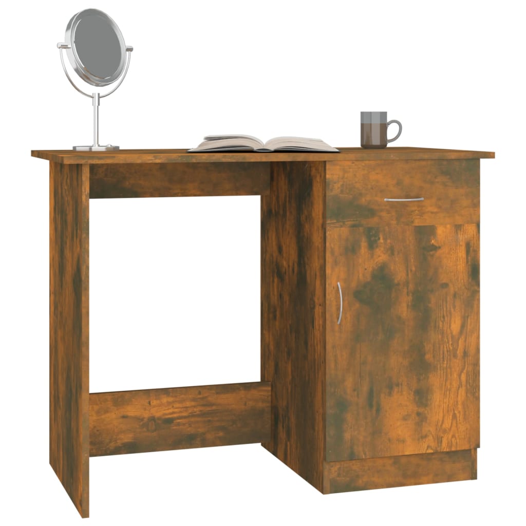 vidaXL Escritorio madera contrachapada roble ahumado 100x50x76 cm - Image 4