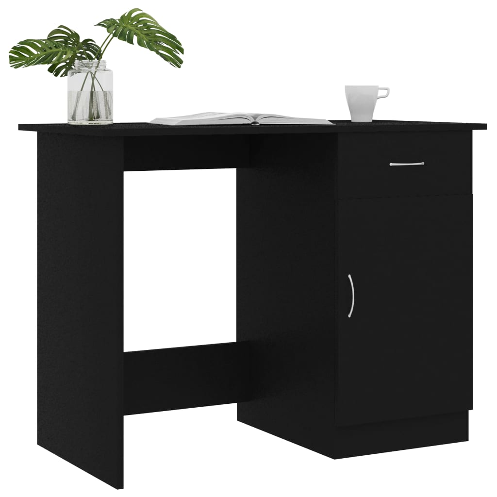 vidaXL Escritorio de madera contrachapada negro 100x50x76 cm - Image 3