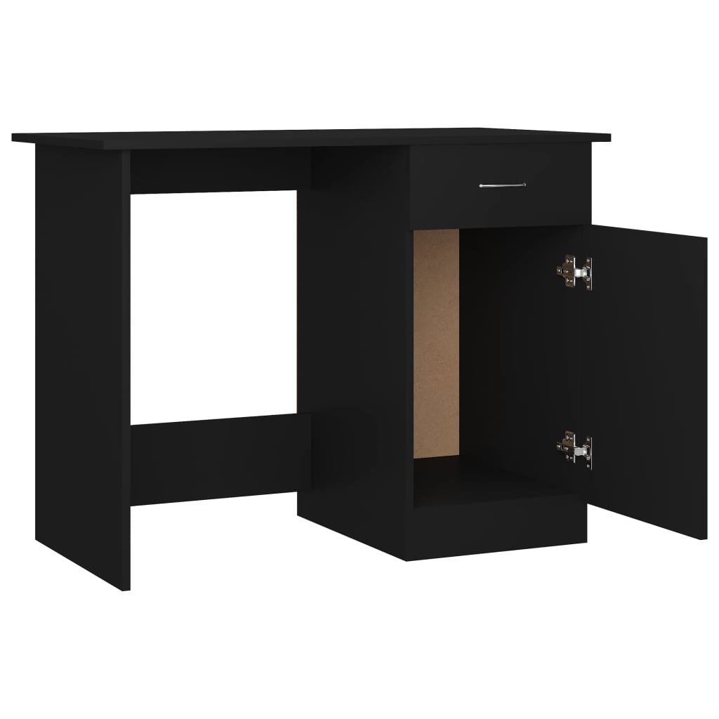 vidaXL Escritorio de madera contrachapada negro 100x50x76 cm - Image 5