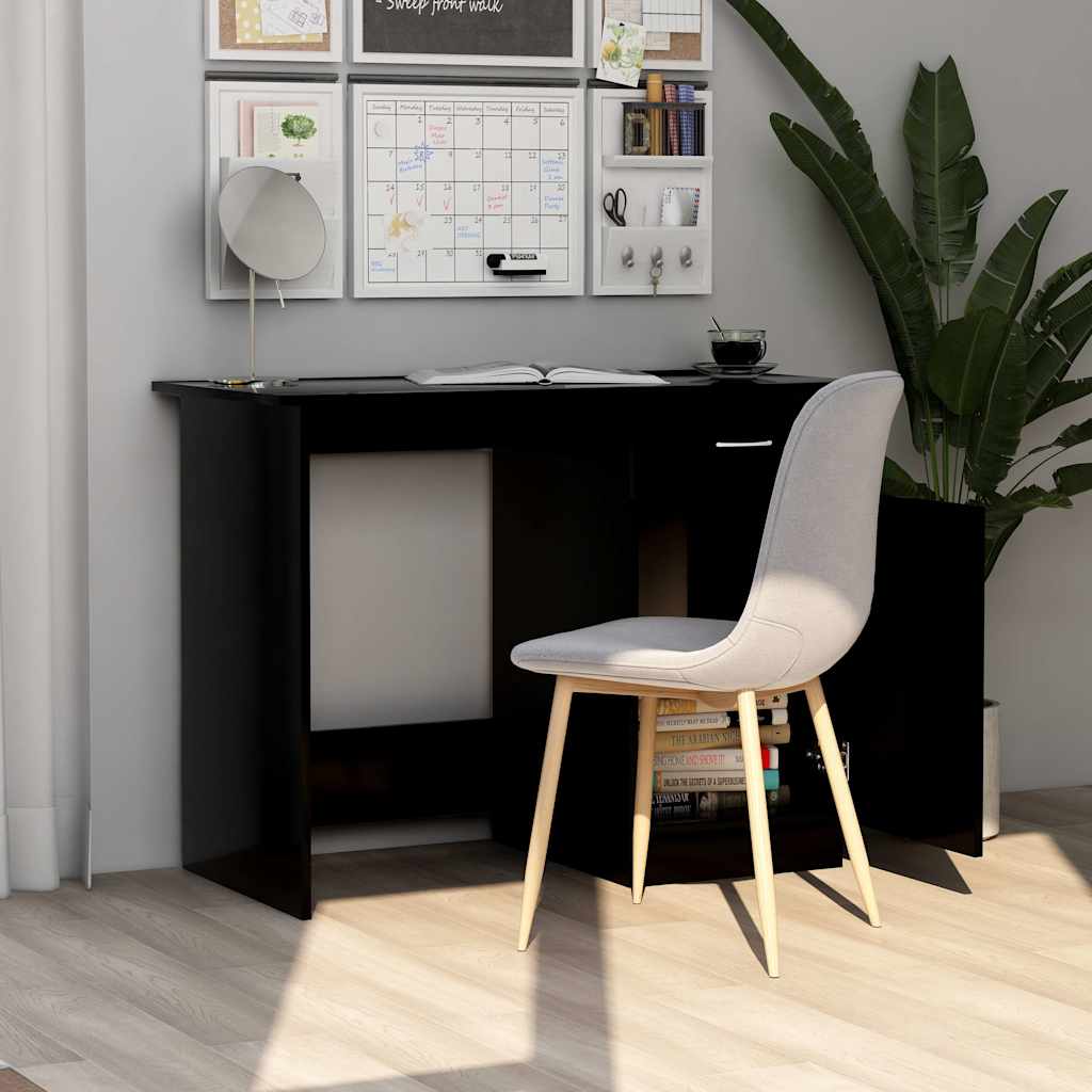 vidaXL Escritorio de madera contrachapada negro 100x50x76 cm - Image 4