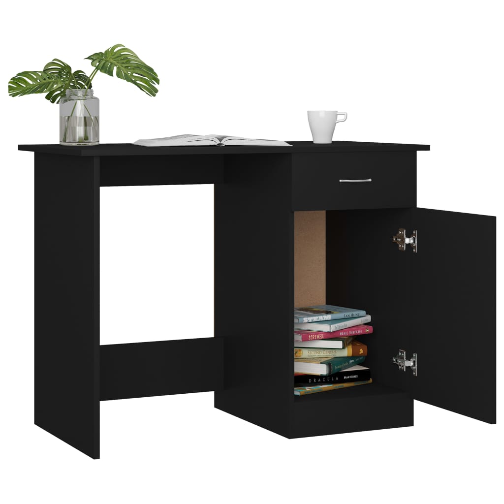 vidaXL Escritorio de madera contrachapada negro 100x50x76 cm - Image 6