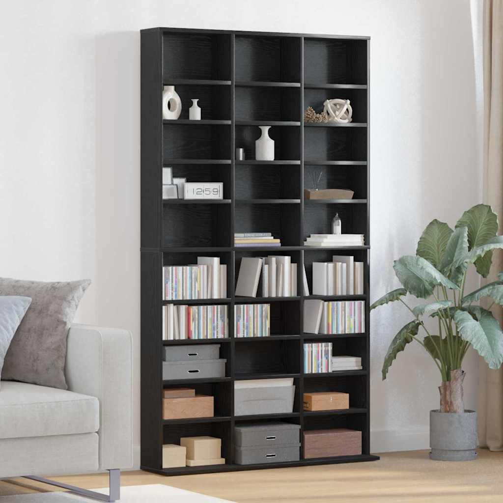 vidaXL Mueble para CD con estante Roble negro 101 x 23 x 177.5 cm