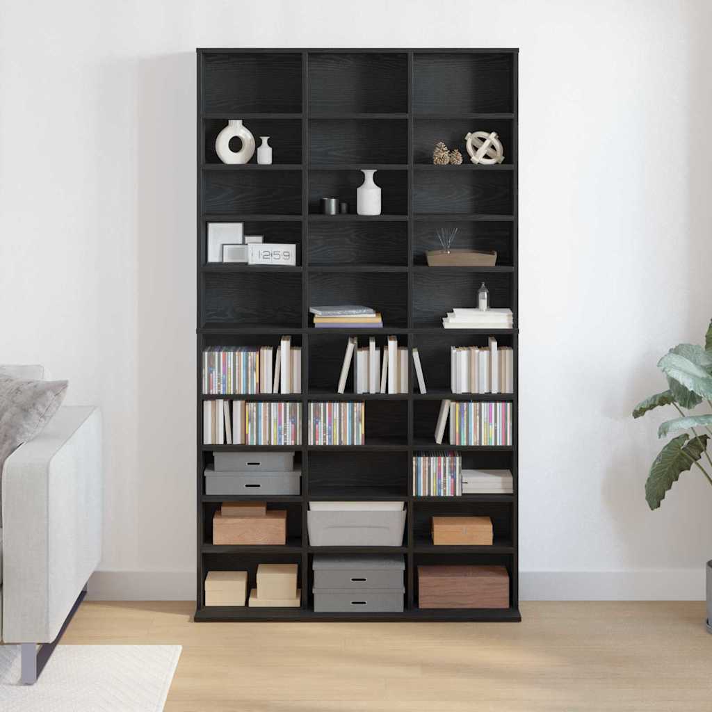 vidaXL Mueble para CD con estante Roble negro 101 x 23 x 177.5 cm - Image 4