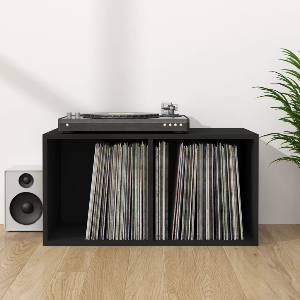 vidaXL Caja para discos de vinilo madera contrachapada negro71x34x36cm