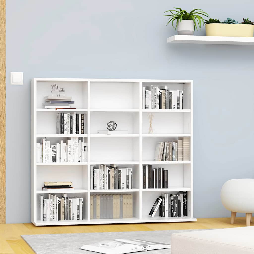 vidaXL Armario para CDs madera contrachapada blanco 100x23x89,5 cm
