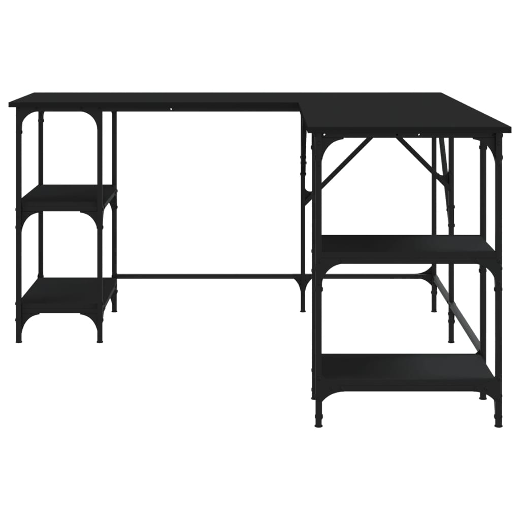 vidaXL Escritorio madera de ingeniería negro 139x139x75 cm - Image 5
