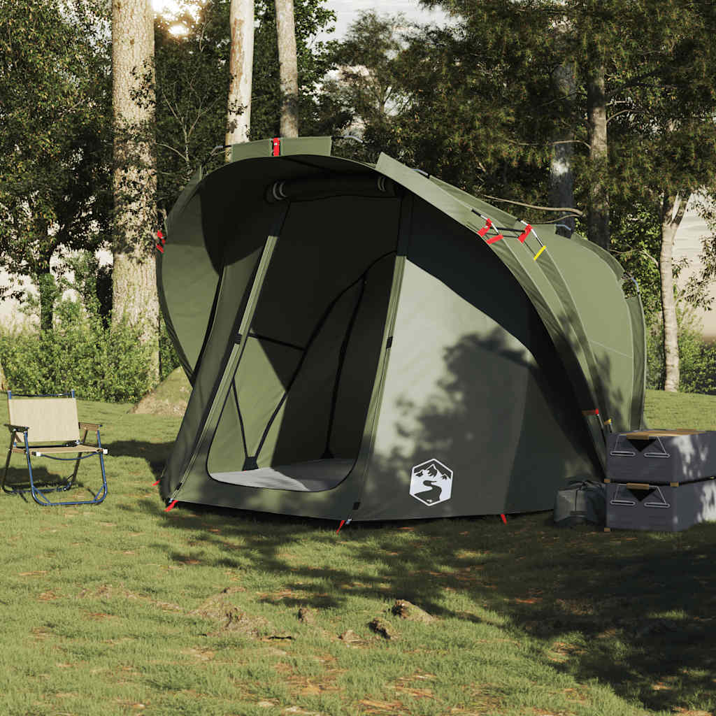 vidaXL Tienda de pesca 4 personas impermeable verde oliva - Image 3