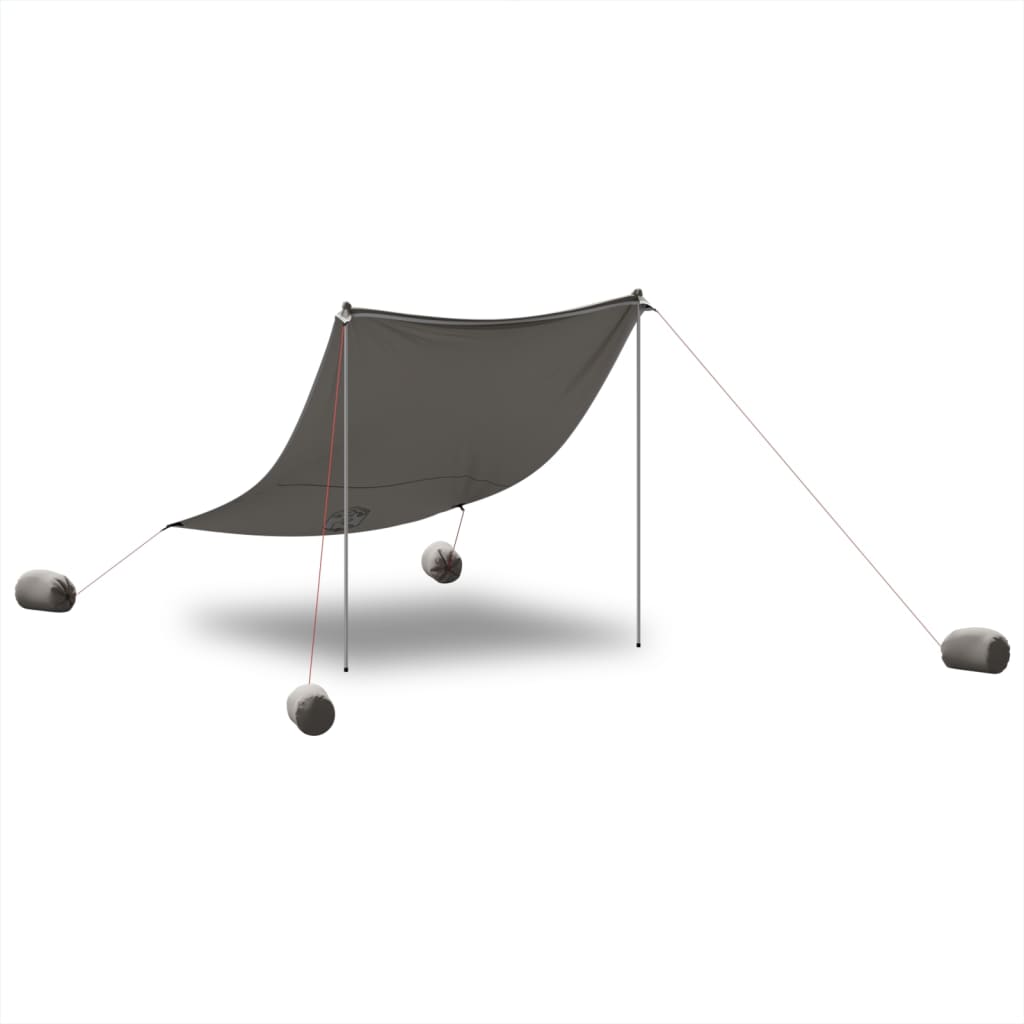 vidaXL Toldo de playa con anclas de arena gris 214x236 cm - Image 3