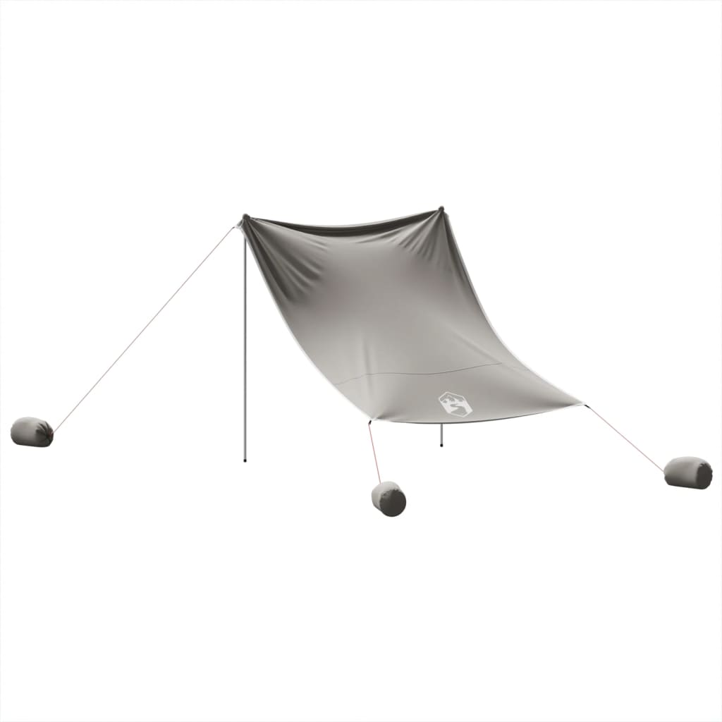 vidaXL Toldo de playa con anclas de arena gris 214x236 cm - Image 6