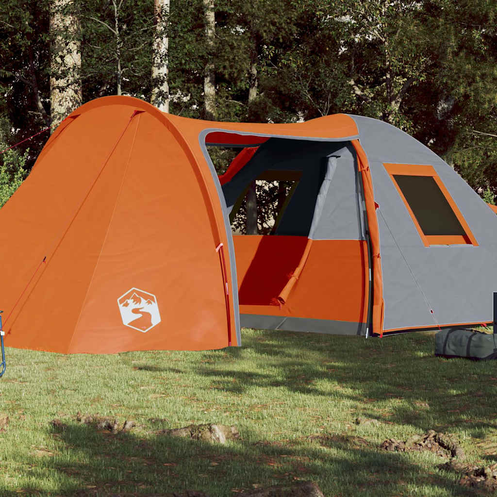 vidaXL Tienda familiar con cúpula para 6 personas impermeable naranja
