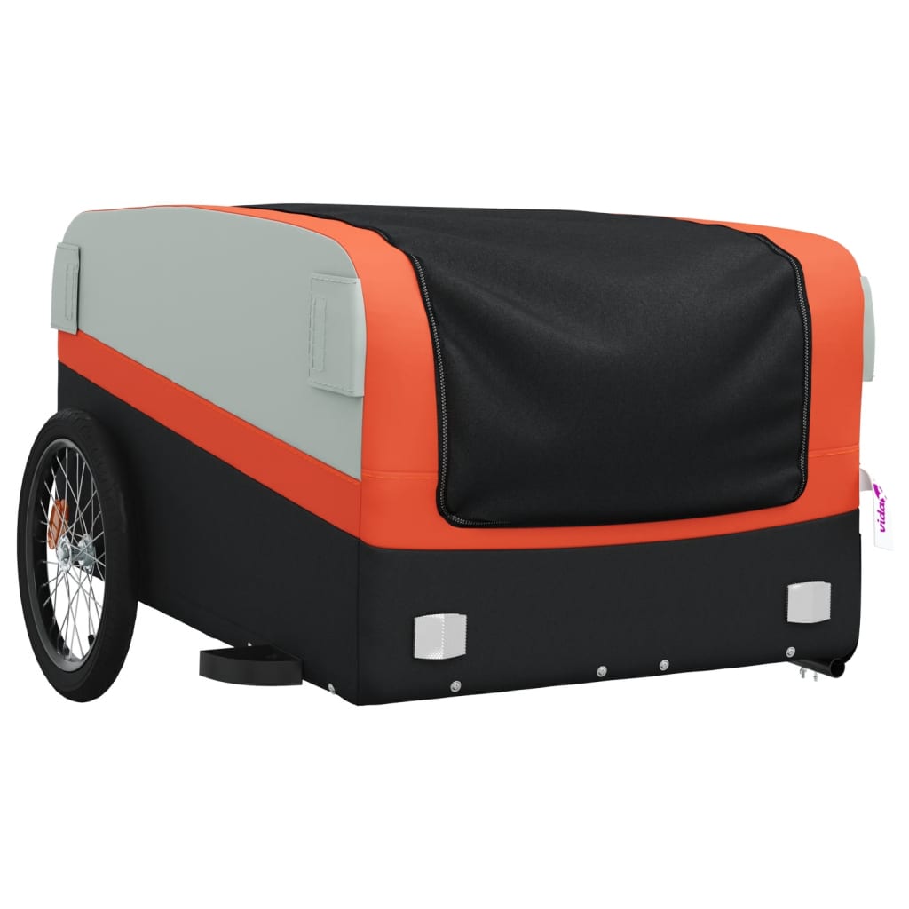 vidaXL Remolque para bicicleta hierro negro y naranja 45 kg - Image 4