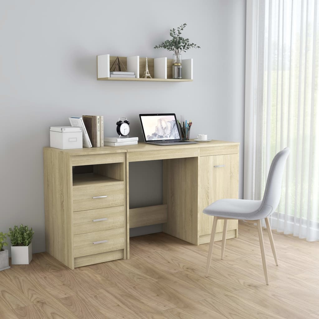 vidaXL Escritorio de madera de ingeniería roble Sonoma 140x50x76 cm