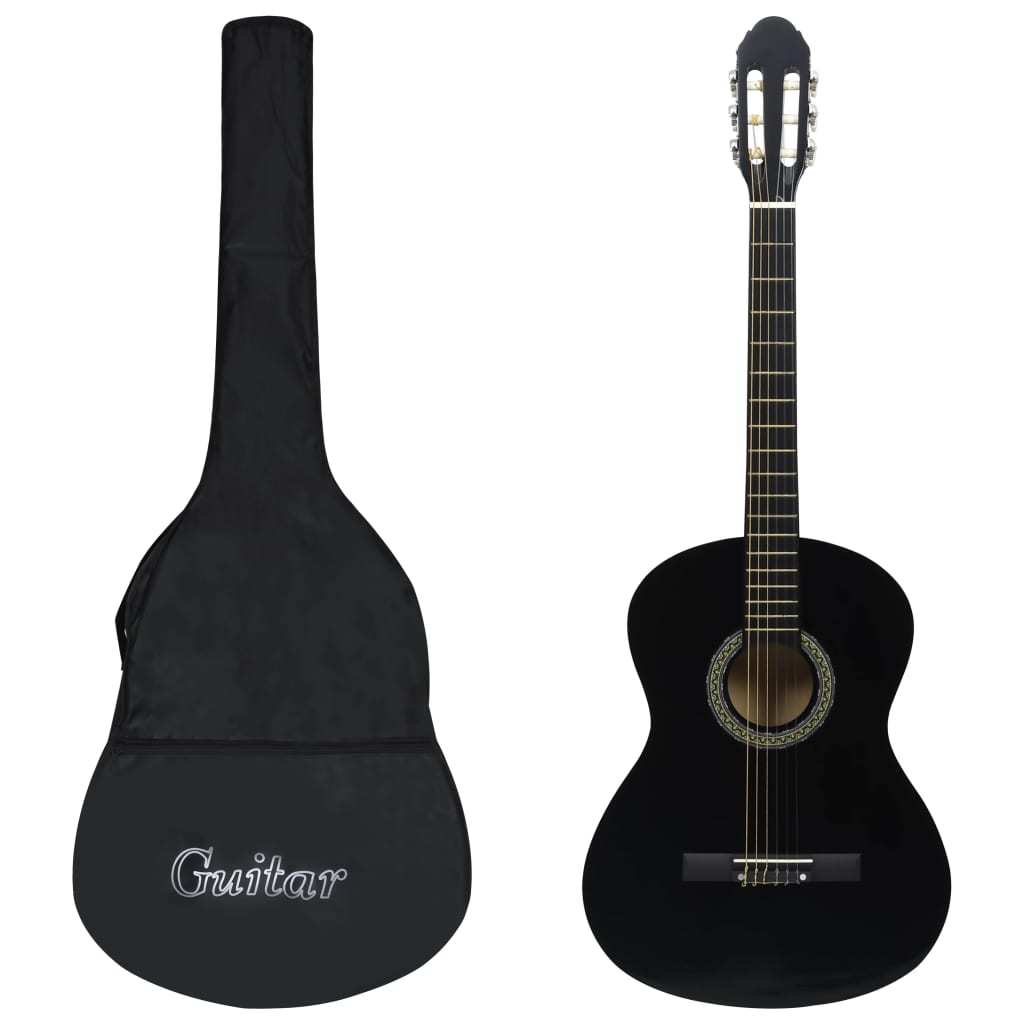 vidaXL Guitarra clásica para principiantes con funda negro 4/4 39"
