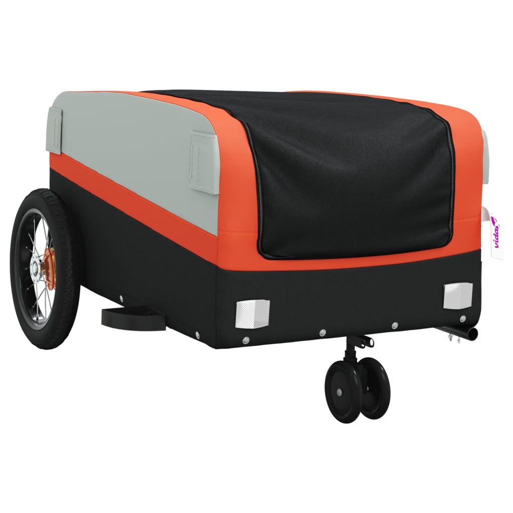vidaXL Remolque para bicicleta hierro negro y naranja 30 kg - Image 4