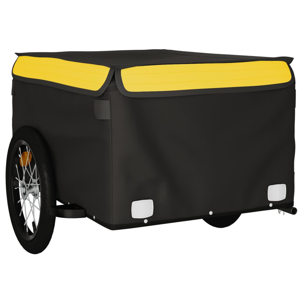 vidaXL Remolque para bicicleta hierro negro y amarillo 45 kg - Image 4