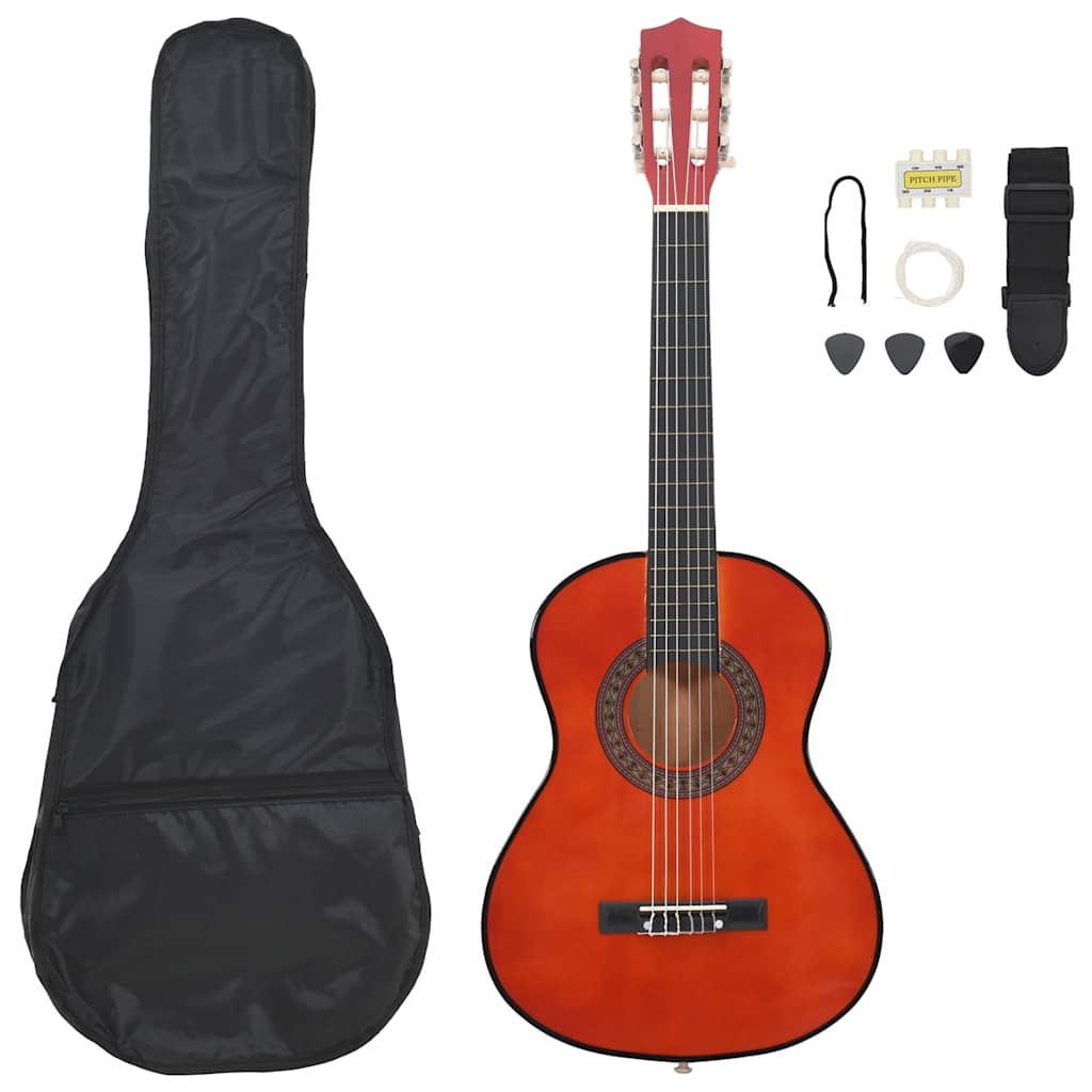 vidaXL Set de guitarra clásica para principiantes 8 pzas 1/2 34"