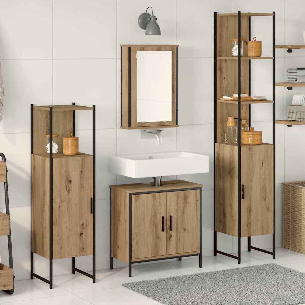 vidaXL Badezimmermöbel-Set mit Regal mit Tür 4 pcs Braun Holzwerkstoff