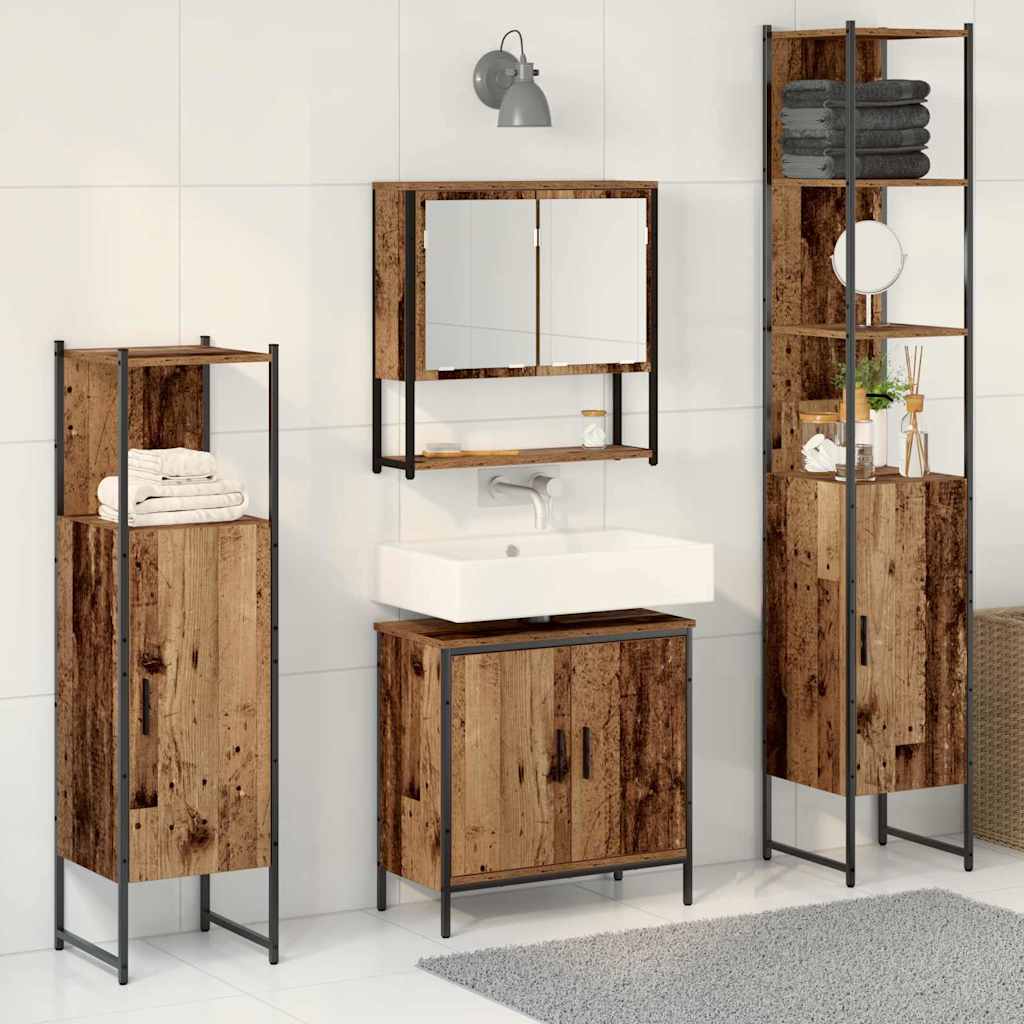 vidaXL Badezimmermöbel Set mit Speicher 4 pcs Braun 33 x 33 x 185.5 cm