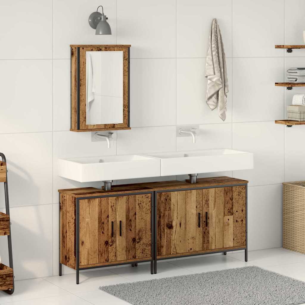 vidaXL Badezimmer Waschbeckenmöbel mit Regal 3 pcs Braun Holzwerkstoff