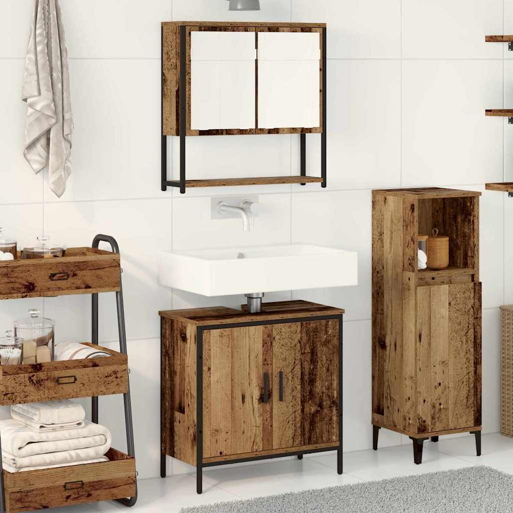 vidaXL Badezimmermöbel-Set mit Regal mit Tür 2 pcs Braun Holzwerkstoff